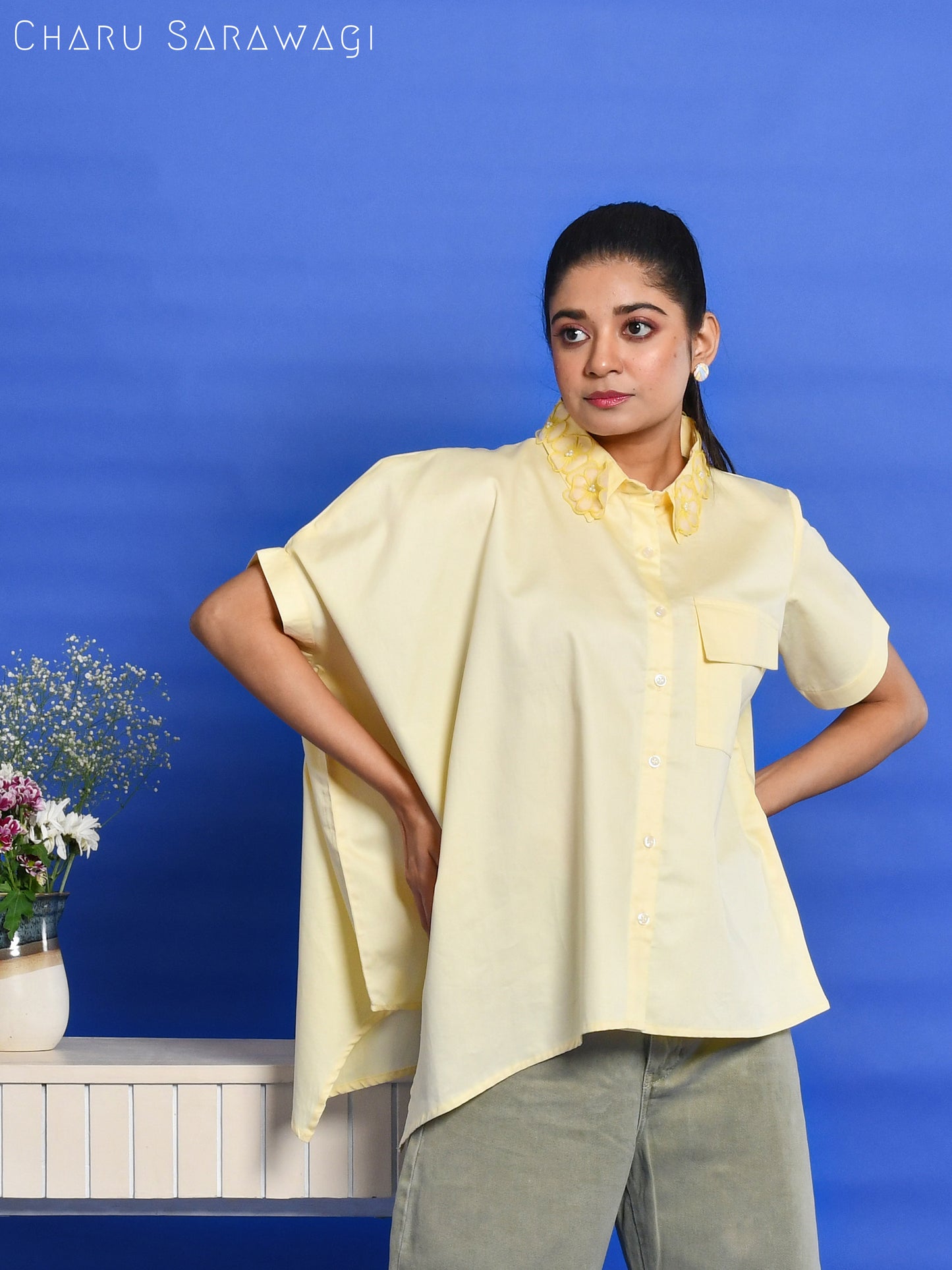 ASYMMETRICAL FLORET SHIRT