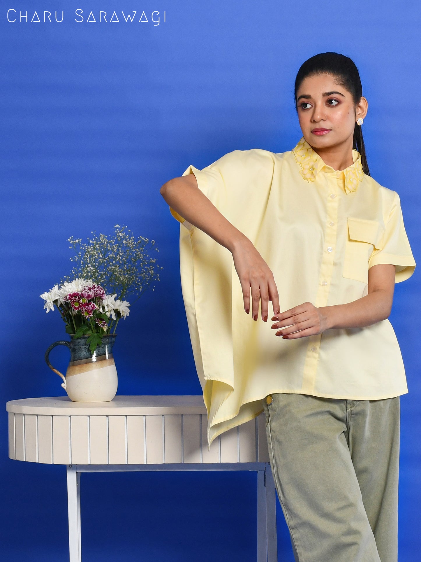 ASYMMETRICAL FLORET SHIRT