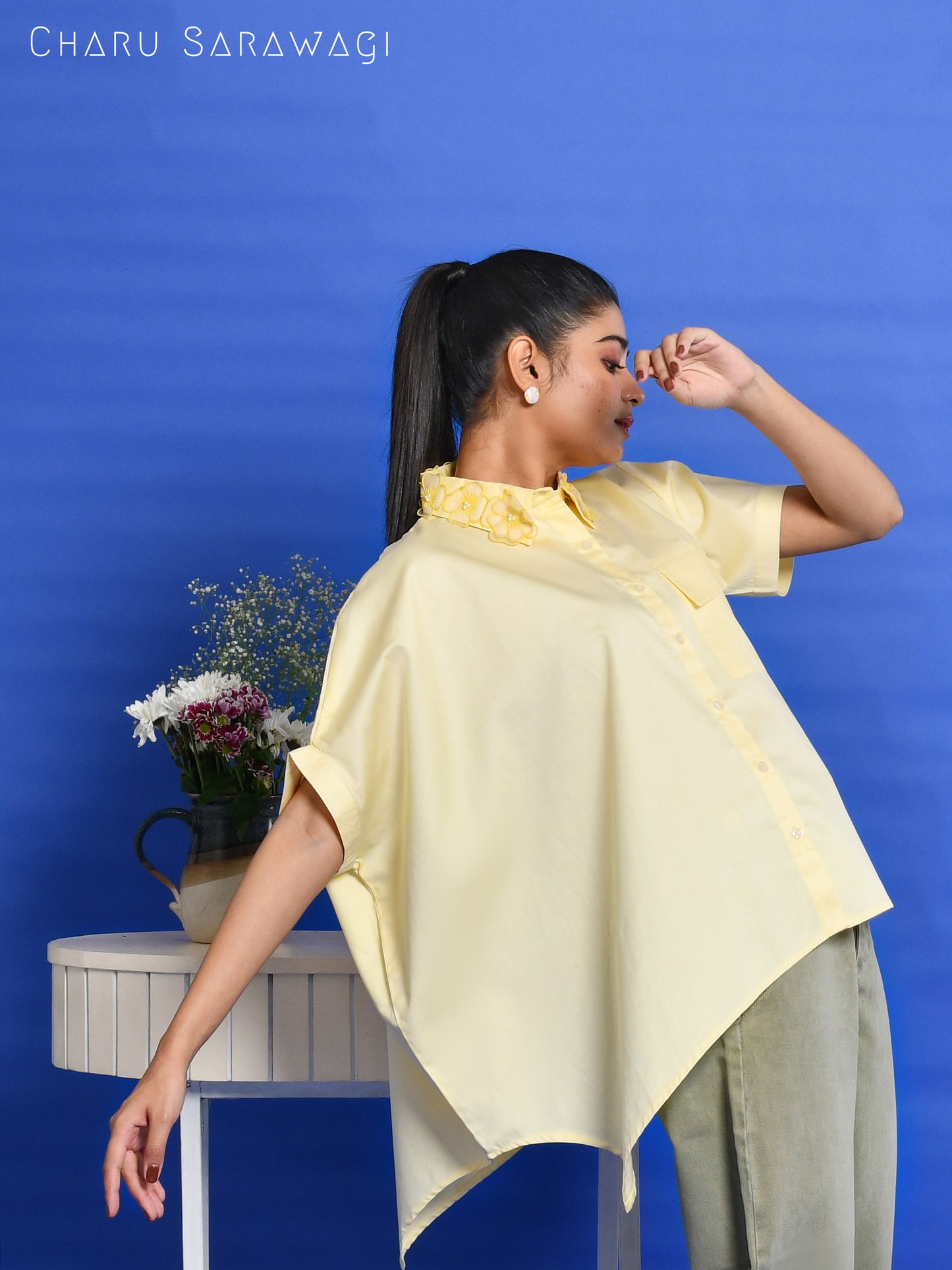 ASYMMETRICAL FLORET SHIRT