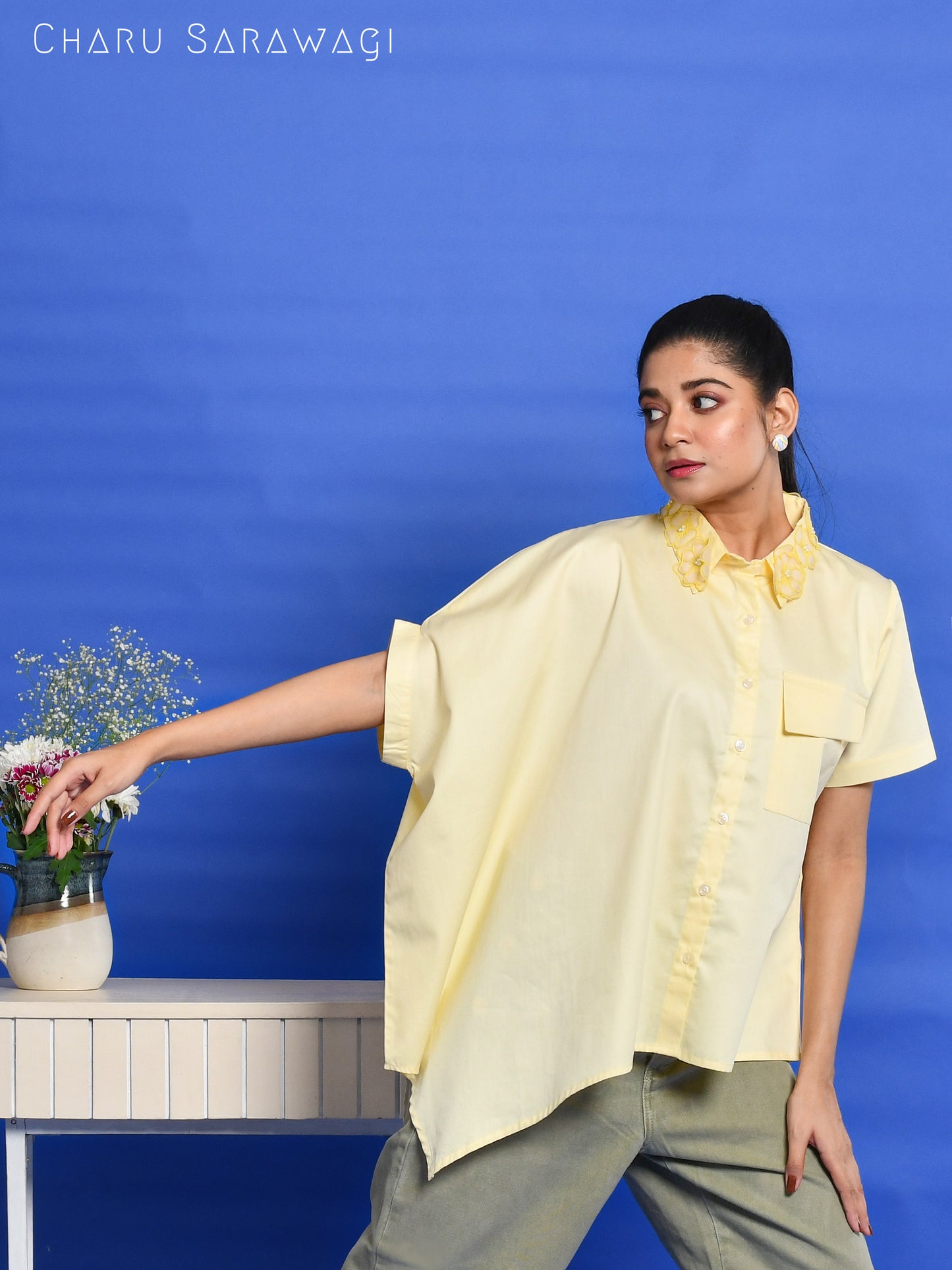 ASYMMETRICAL FLORET SHIRT
