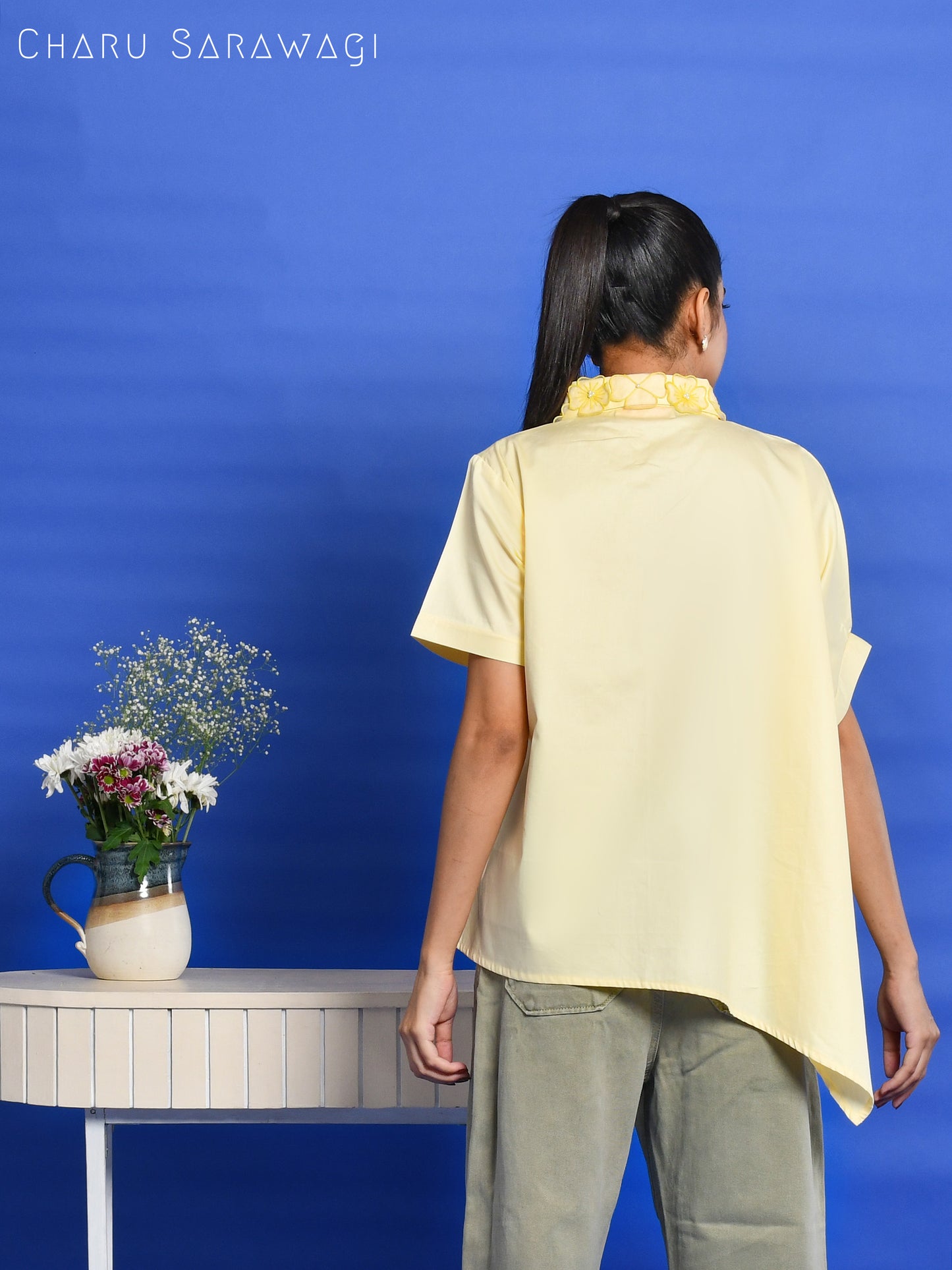 ASYMMETRICAL FLORET SHIRT