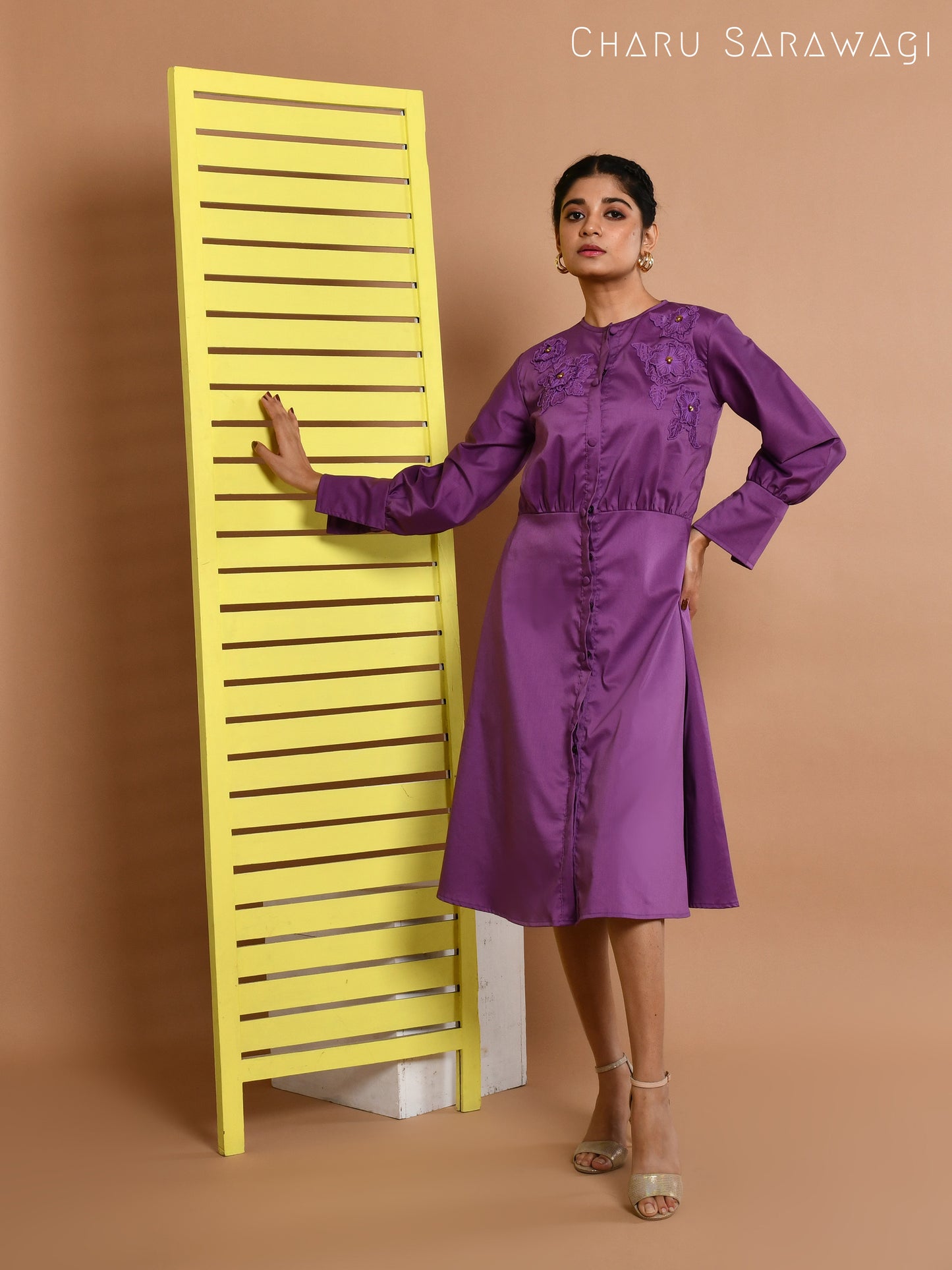 FLOWER APPLIQUE DRESS